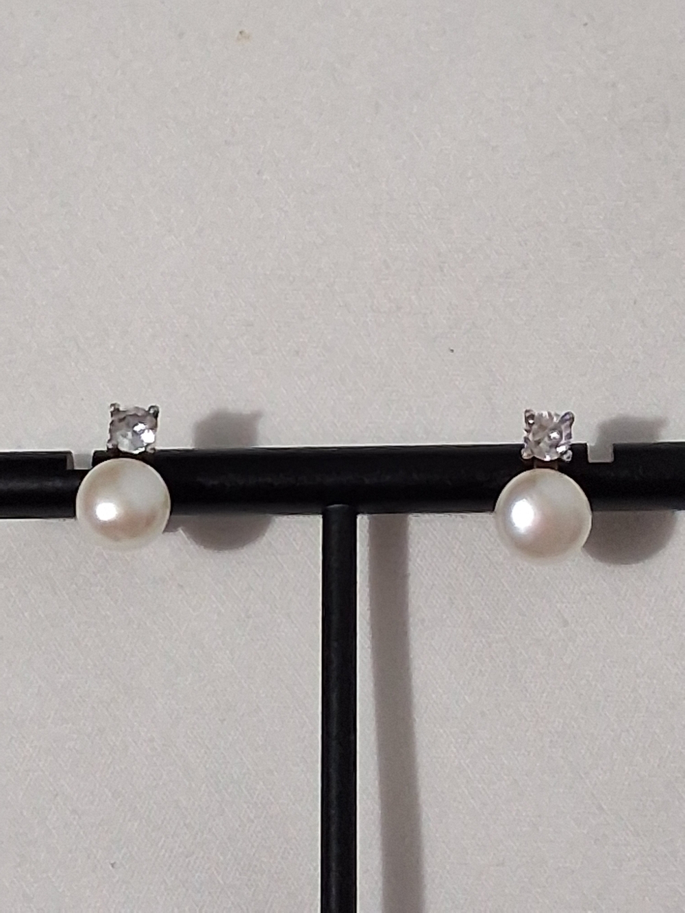 Lucas Lameth LUC 925 Sterling 6 MM Cultured Pearl CZ Drop Stud Earrings Signed